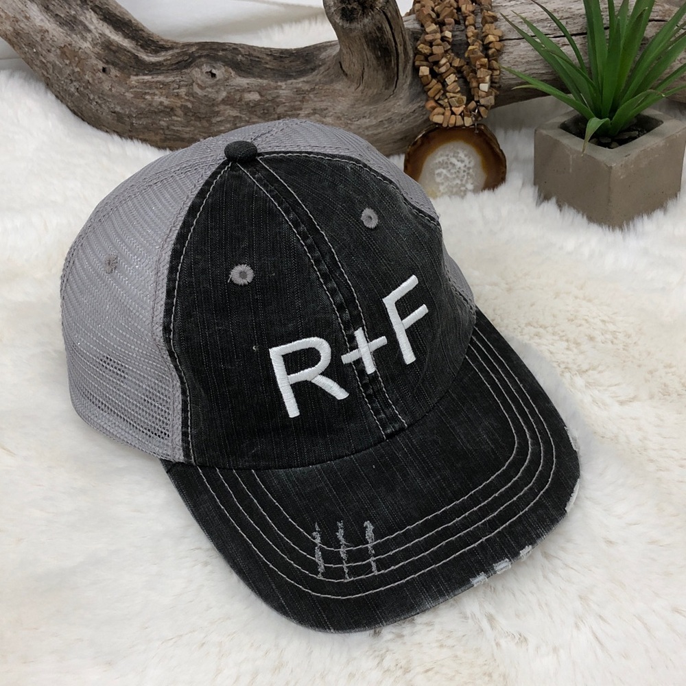 Rodan + Fields Charcoal Gray Embroidered Distressed Baseball Cap